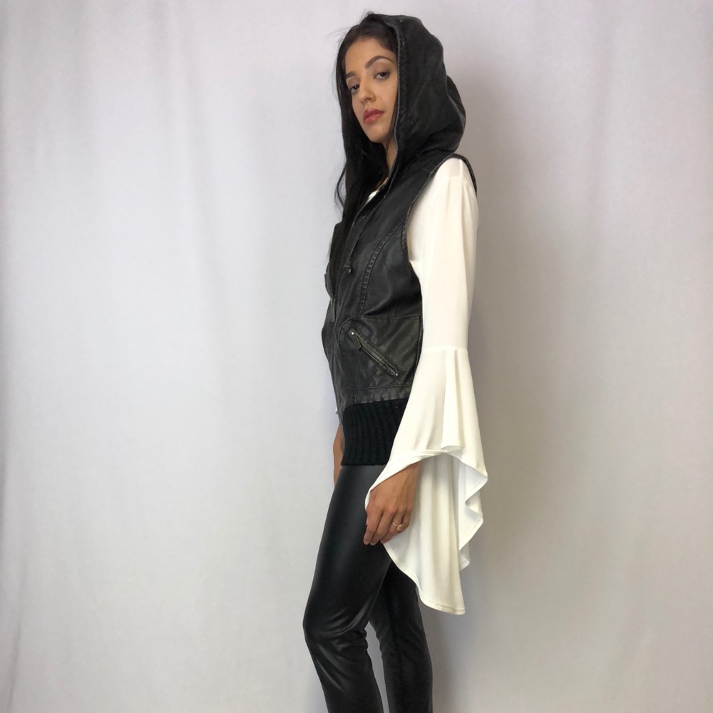 Faux leather sleeveless vest